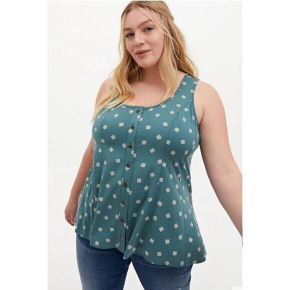 Torrid Fit and Flare Challis Sleeveless Tank Button Down 3 - Picture 2 of 9